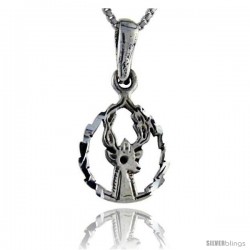 Sterling Silver Reindeer Pendant, 1 in tall