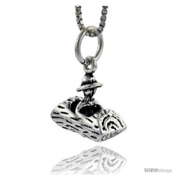 Sterling Silver Log Driver Pendant, 1/2 in tall