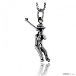 Sterling Silver Golfer Pendant, 3/4 in tall