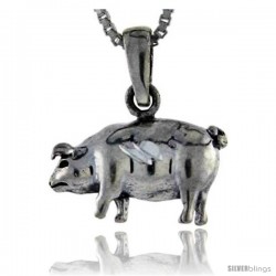 Sterling Silver Hog Pendant, 3/4 in tall
