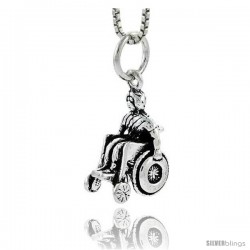 Sterling Silver Wheelchair Pendant, 3/4 in tall