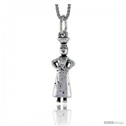 Sterling Silver Maid w/ Bowl Pendant, 7/8 in tall