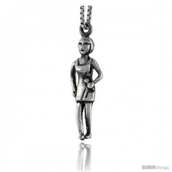 Sterling Silver Lady in Halter Dress Pendant, 7/8 in tall