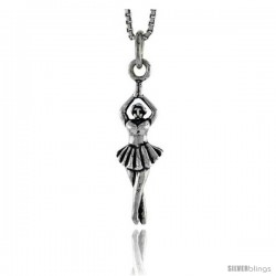 Sterling Silver Ballerina Pendant, 1 in tall