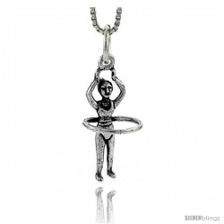 Sterling Silver Hula Hoop Girl Pendant, 7/8 in tall