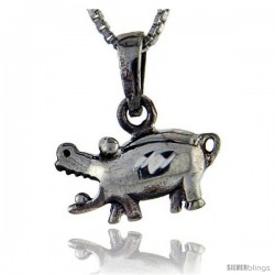 Sterling Silver Hippo Pendant, 3/4 in tall