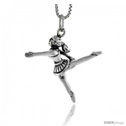 Sterling Silver Cheerleader Pendant, 1 in tall