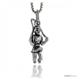 Sterling Silver Girl Playing Jump Rope Pendant, 3/4 in tall