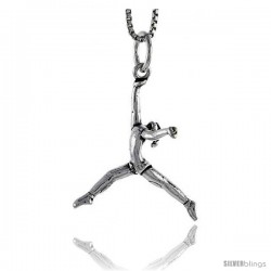 Sterling Silver Gymnast Pendant, 1 in tall