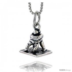 Sterling Silver Wrestling Match Pendant, 1/2 in tall