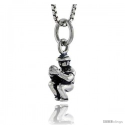 Sterling Silver Baseball Pitcher Pendant, 1/2 in tall