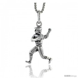 Sterling Silver Baseball Player Pendant, 3/4 in tall -Style Pa1578