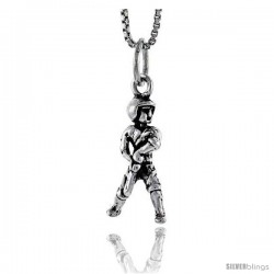 Sterling Silver Baseball Player Pendant, 3/4 in tall -Style Pa1579