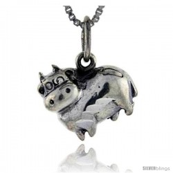 Sterling Silver Hippo Pendant, 5/8 in tall