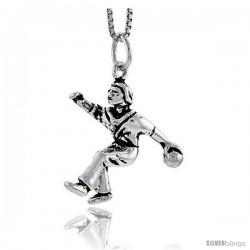 Sterling Silver Bowler Pendant, 7/8 in tall