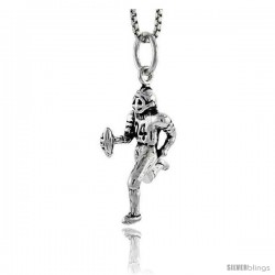 Sterling Silver Football Player Pendant, 7/8 in tall