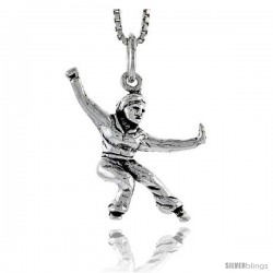 Sterling Silver Kung Fu Exhibitionist Pendant, 7/8 in tall