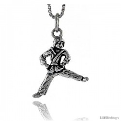 Sterling Silver Kung Fu Exhibitionist Pendant, 3/4 in tall