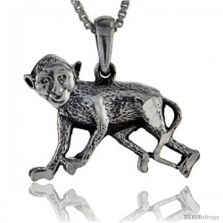 Sterling Silver Monkey Pendant, 1 in tall