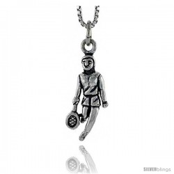 Sterling Silver Tennis Player Pendant, 3/4 in tall