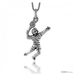 Sterling Silver Tennis Player Pendant, 1 in tall
