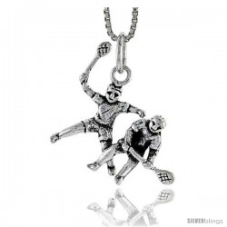 Sterling Silver Tennis Players Pendant, 3/4 in tall