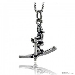 Sterling Silver Ice Skier Pendant, 3/4 in tall