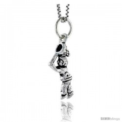 Sterling Silver Boy w/ Butterfly Net Pendant, 3/4 in tall