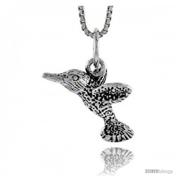 Sterling Silver Hummingbird Pendant, 1/2 in tall