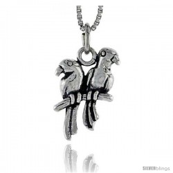 Sterling Silver Love Birds Pendant, 3/4 in tall