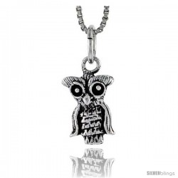 Sterling Silver Owl Pendant, 1/2 in tall