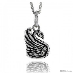 Sterling Silver Swan Pendant, 1/2 in tall -Style Pa1608