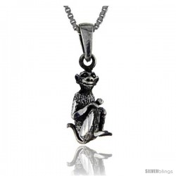 Sterling Silver Monkey Pendant, 1 in tall -Style Pa161