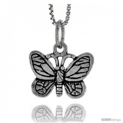 Sterling Silver Butterfly Pendant, 1/2 in tall