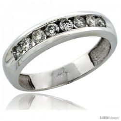 14k White Gold 8-Stone Ladies' Diamond Ring Band w/ 0.47 Carat Brilliant Cut Diamonds, 3/16 in. (4.5mm) wide