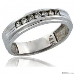 14k White Gold 7-Stone Ladies' Diamond Ring Band w/ 0.21 Carat Brilliant Cut Diamonds, 3/16 in. (5mm) wide