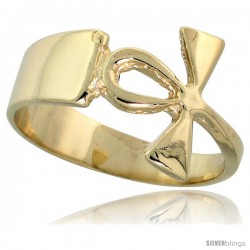 14k Gold Ankh Cross Ring, 1/2" (12mm) wide