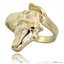 14k Gold Horse Head Ring, 3/4" (19mm) wide