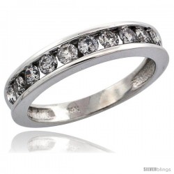 14k White Gold 10-Stone Ladies' Diamond Ring Band w/ 0.67 Carat Brilliant Cut Diamonds, 5/32 in. (4mm) wide