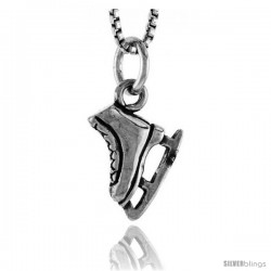 Sterling Silver Ice Skate Shoe Pendant, 1/2 in tall