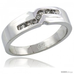 14k White Gold Ladies' Diamond Ring Band w/ 0.13 Carat Brilliant Cut Diamonds, 3/16 in. (5mm) wide