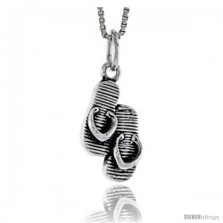 Sterling Silver Flip Flop Pendant, 3/4 in tall -Style Pa1628