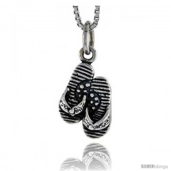 Sterling Silver Flip Flop Pendant, 1/2 in tall