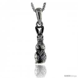 Sterling Silver Rabbit Pendant, 1 1/16 in tall