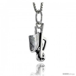 Sterling Silver Gardening Cart Pendant, 1/2 in tall