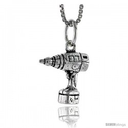 Sterling Silver Power Driller Pendant, 1/2 in tall
