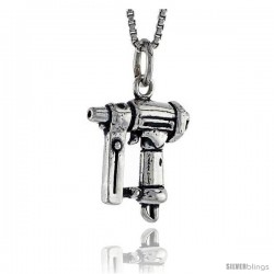 Sterling Silver Nail Gun Pendant, 5/8 in tall