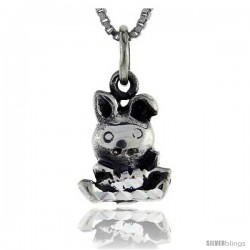 Sterling Silver Rabbit Pendant, 3/4 in tall