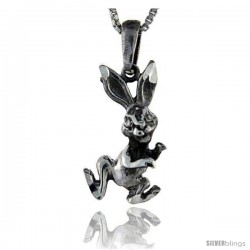Sterling Silver Dancing Rabbit Pendant, 1 1/8 in tall