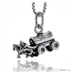 Sterling Silver Horse Drawn Carriage Pendant, 5/16 in tall